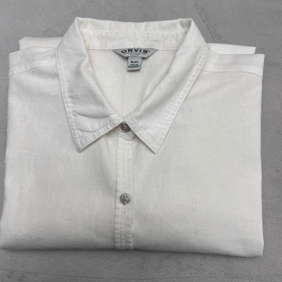 ORVIS Classic Collection Women Long Sleeve Sz XL White Button Down Shirt Linen - Picture 4 of 10